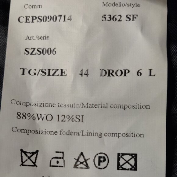 Ermenegildo Zegna For Saks Wool/Silk Suit Sport Coat Blazer Grey SIZE 44 - Picture 7 of 7